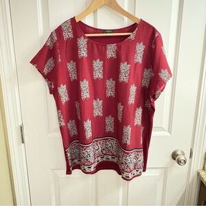 Ann Taylor Factory Red and White Blouse